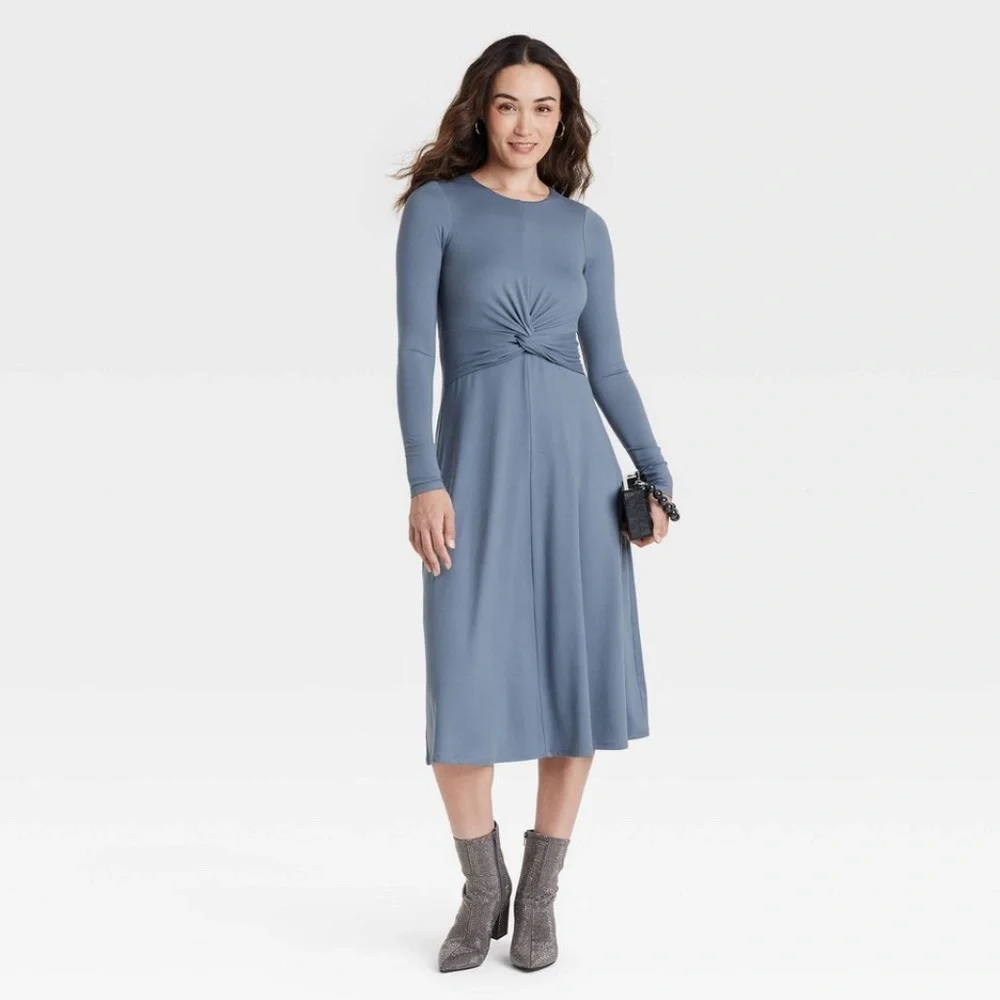 target a new day long sleeve dress Women's Long Sleeve Midi Shirtdress